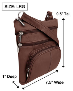 5 Way Zip (15 colors!) Cowhide Leather Crossbody RM004L