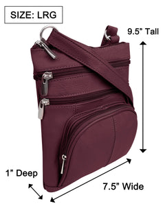 5 Way Zip (15 colors!) Cowhide Leather Crossbody RM004L