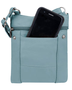 5 Way Zip (15 colors!) Cowhide Leather Crossbody RM004L