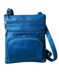 5 Way Zip (15 colors!) Cowhide Leather Crossbody RM004L