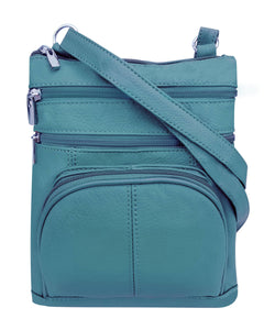 5 Way Zip (15 colors!) Cowhide Leather Crossbody RM004L