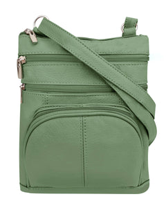 5 Way Zip (15 colors!) Cowhide Leather Crossbody RM004L