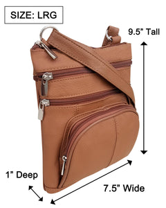 5 Way Zip (15 colors!) Cowhide Leather Crossbody RM004L