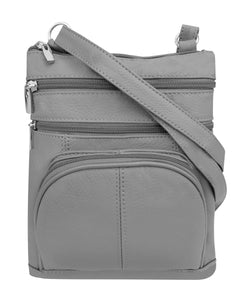 5 Way Zip (15 colors!) Cowhide Leather Crossbody RM004L
