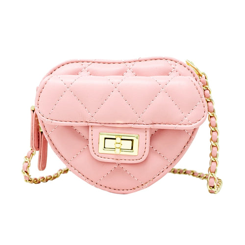 Tiny Treats Quilted Heart Crossbody Bag Pink