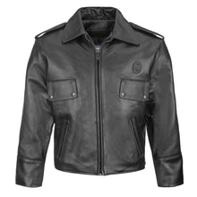 Boston Cowhide Leather Mid Length Police Jacket
