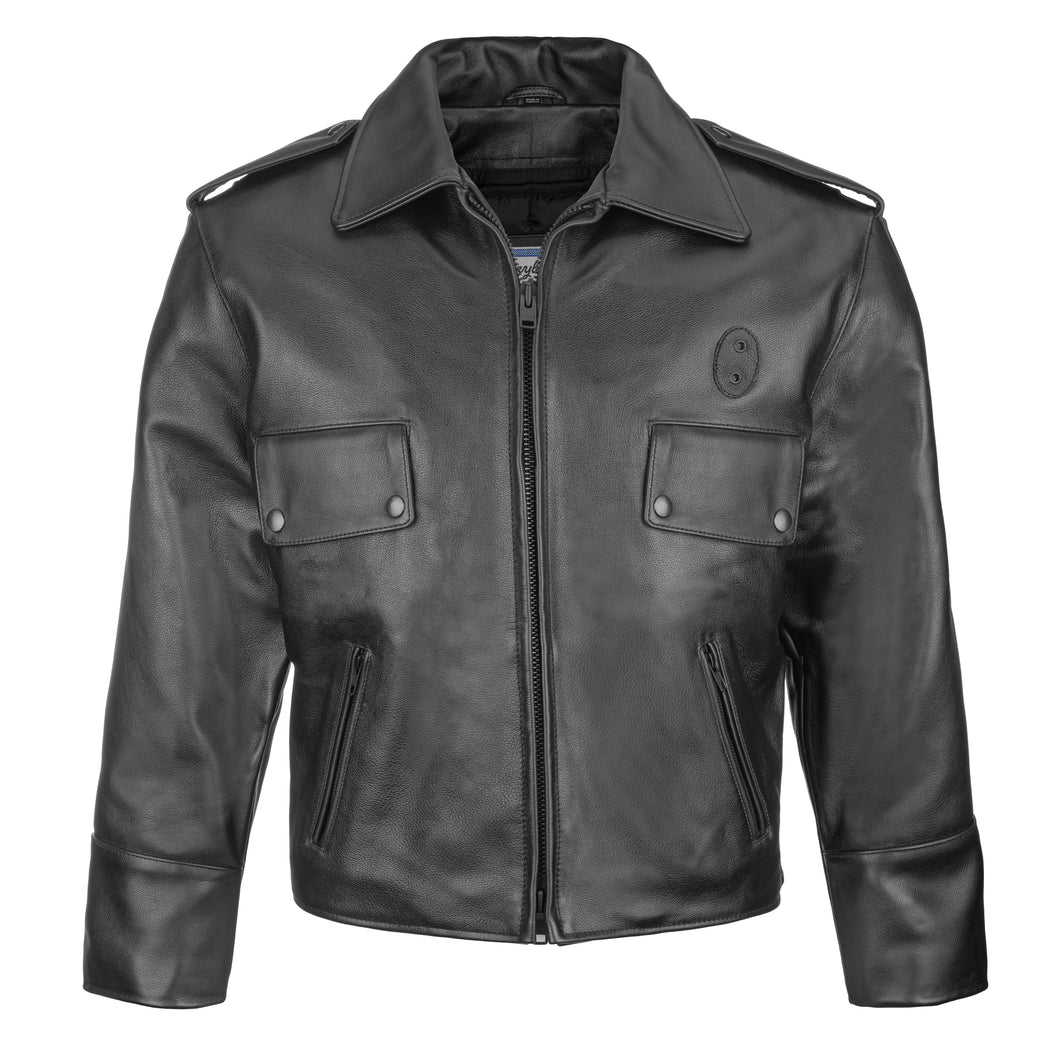 Boston Police Leather Jacket Black - Men's Vintage Style