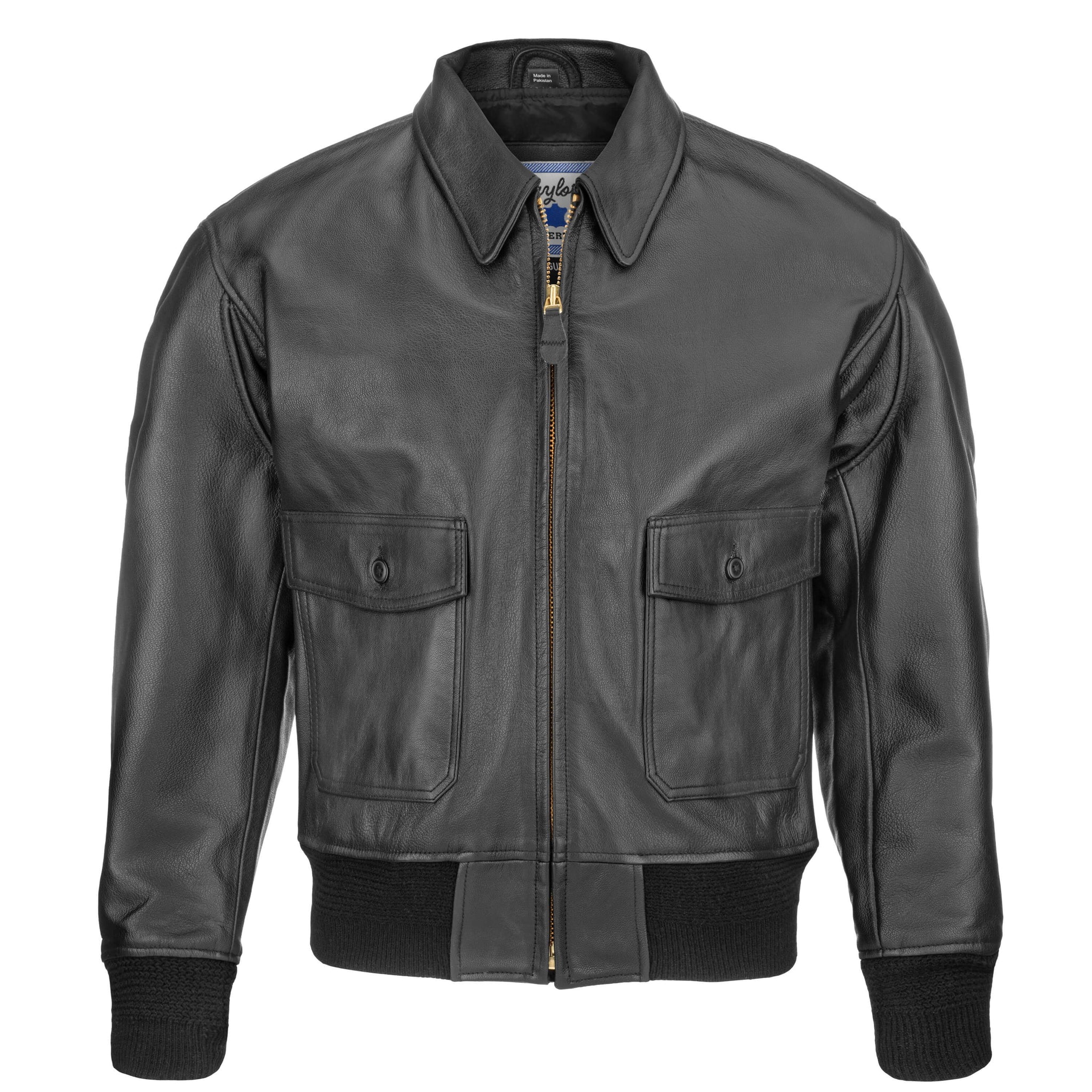 ANJ-3 Black Goatskin Leather Bomber Jacket – Taylor's Leatherwear, Inc.