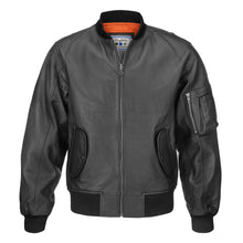 Load image into Gallery viewer, MA-1 Black Sheepskin Leather Flight Jacket