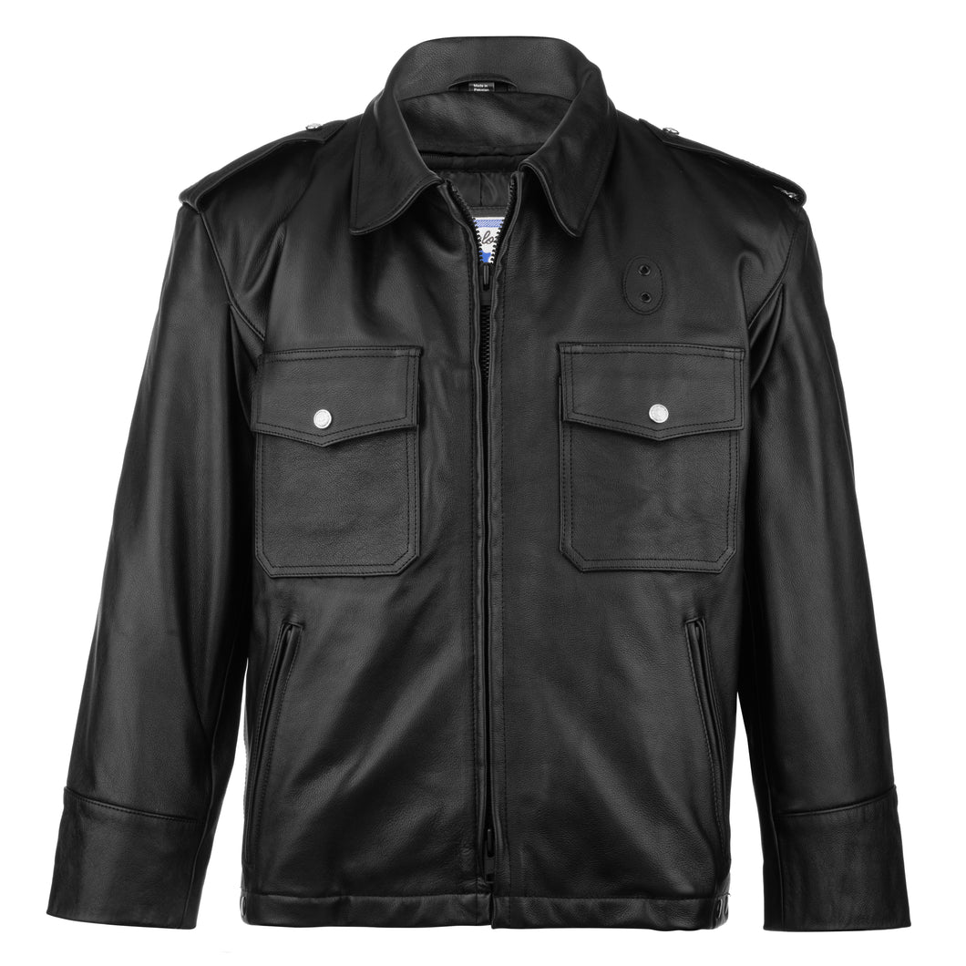 Paterson Cowhide Leather Mid Length Police Jacket