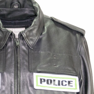 atlanta police leather jacket taylor leather badge holder detail