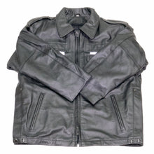 Load image into Gallery viewer, NEWARK POLICE REFLECTIVE LEATHER UNIFORM JACKET FRONT FLAT