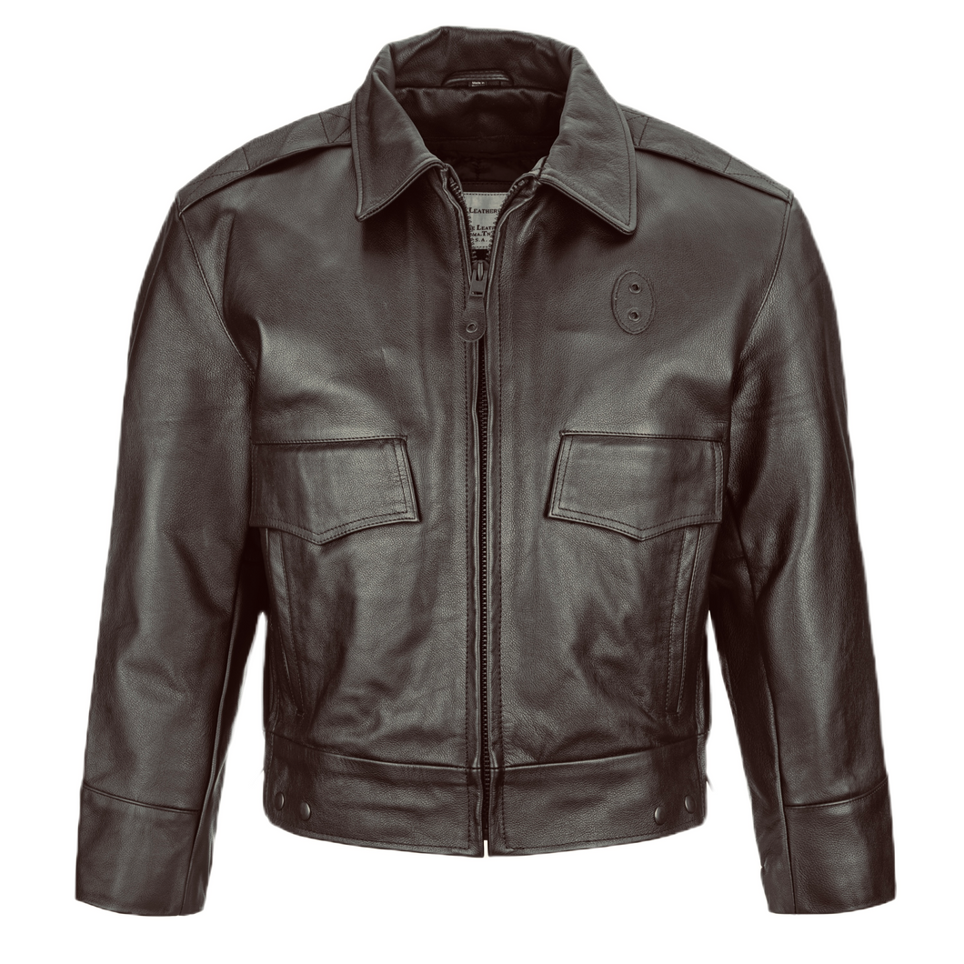 New! Indianapolis Brown Cowhide Leather Police Jacket