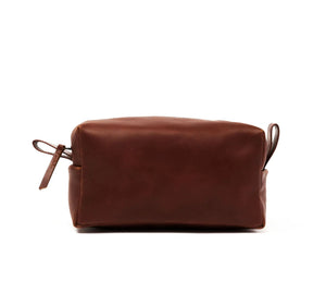 "Hides" Brand Rectangular Brown Leather Dopp Kit