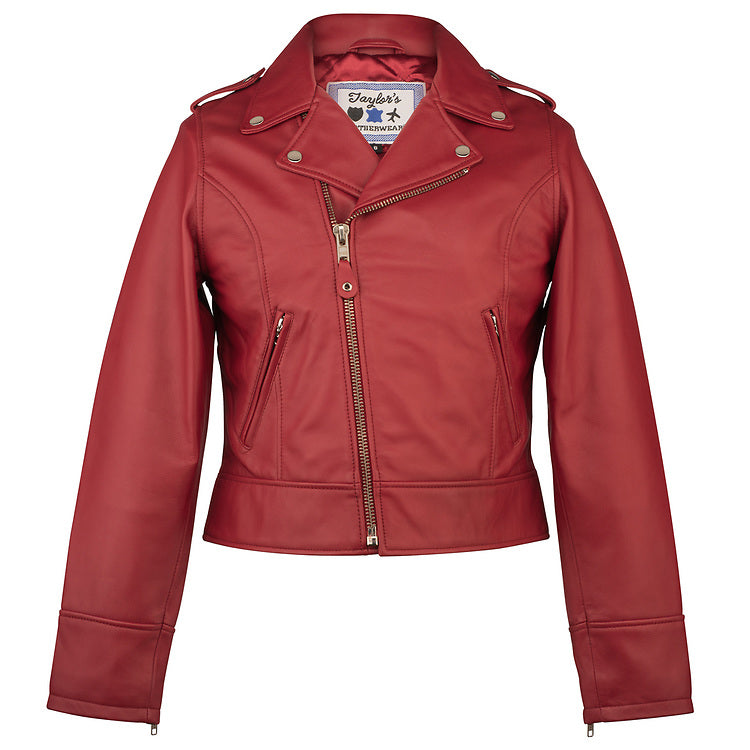 Lily Red Leather Sheepskin Motor Jacket