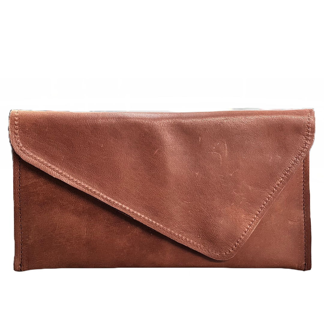 Hand-Tooled Leather Small Clutch, 
