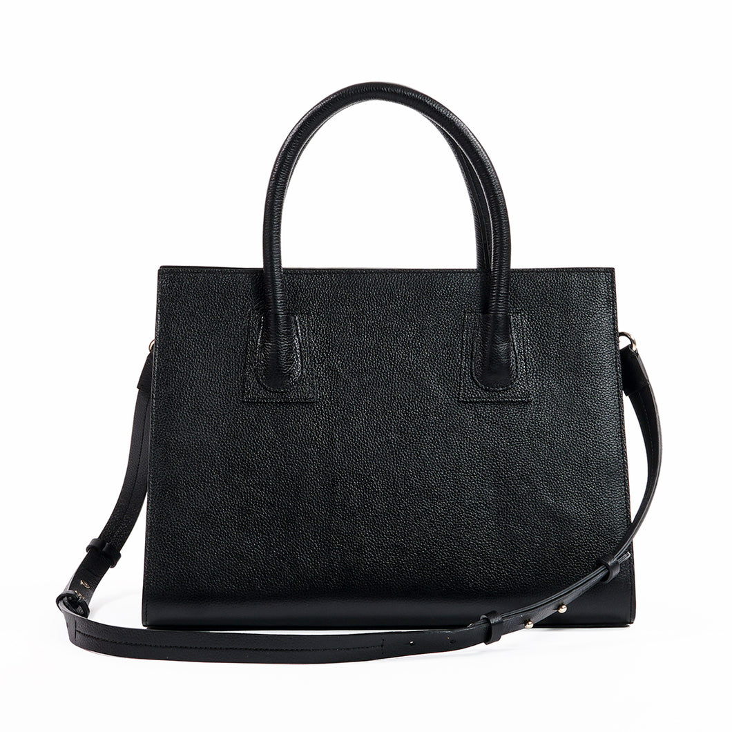 Kai Structured Black Cowhide Handbag